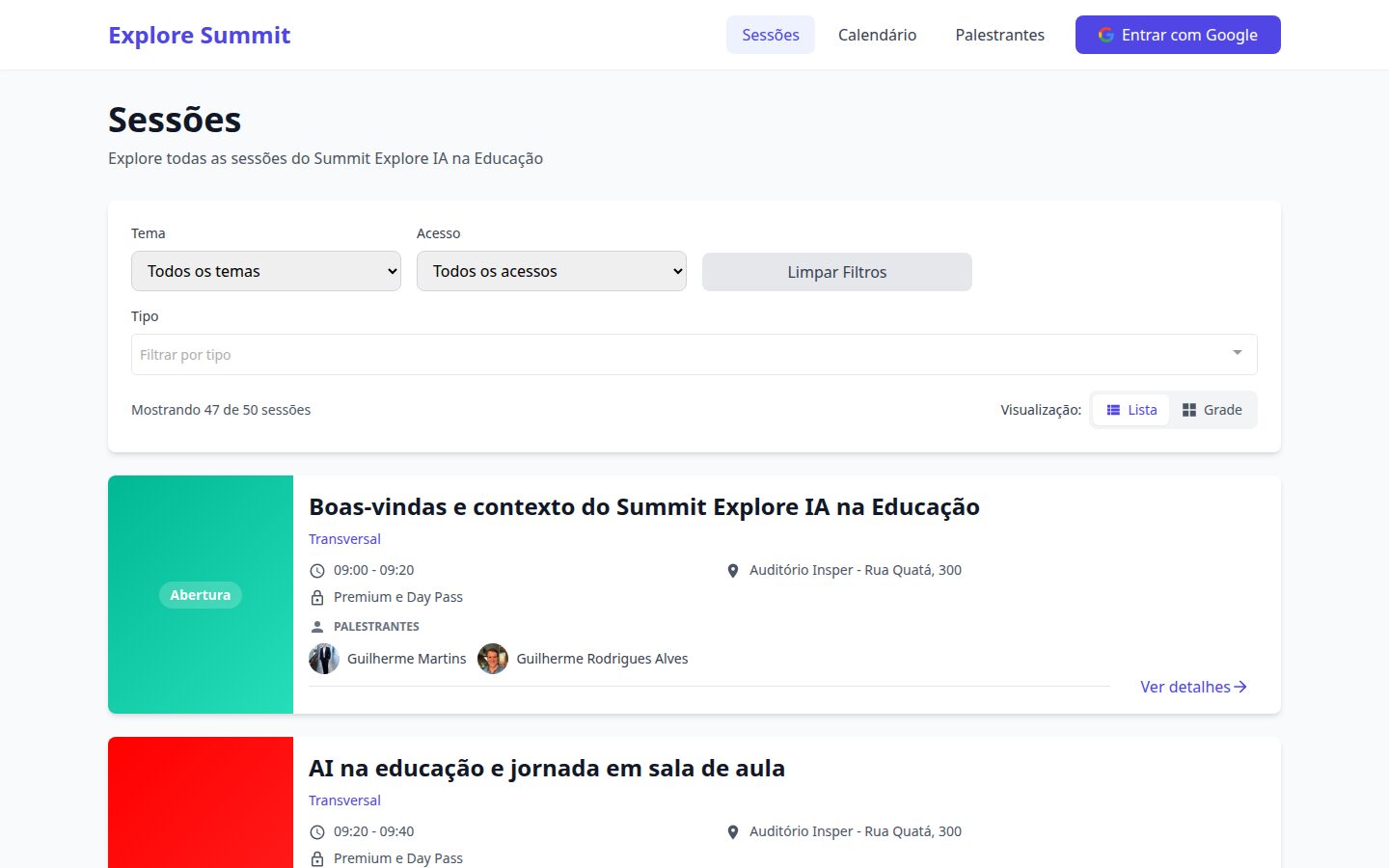 Eventfy — Visualização do app
