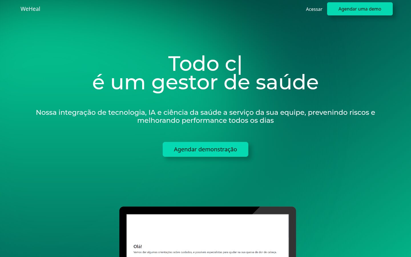 WeHeal — Visualização do app
